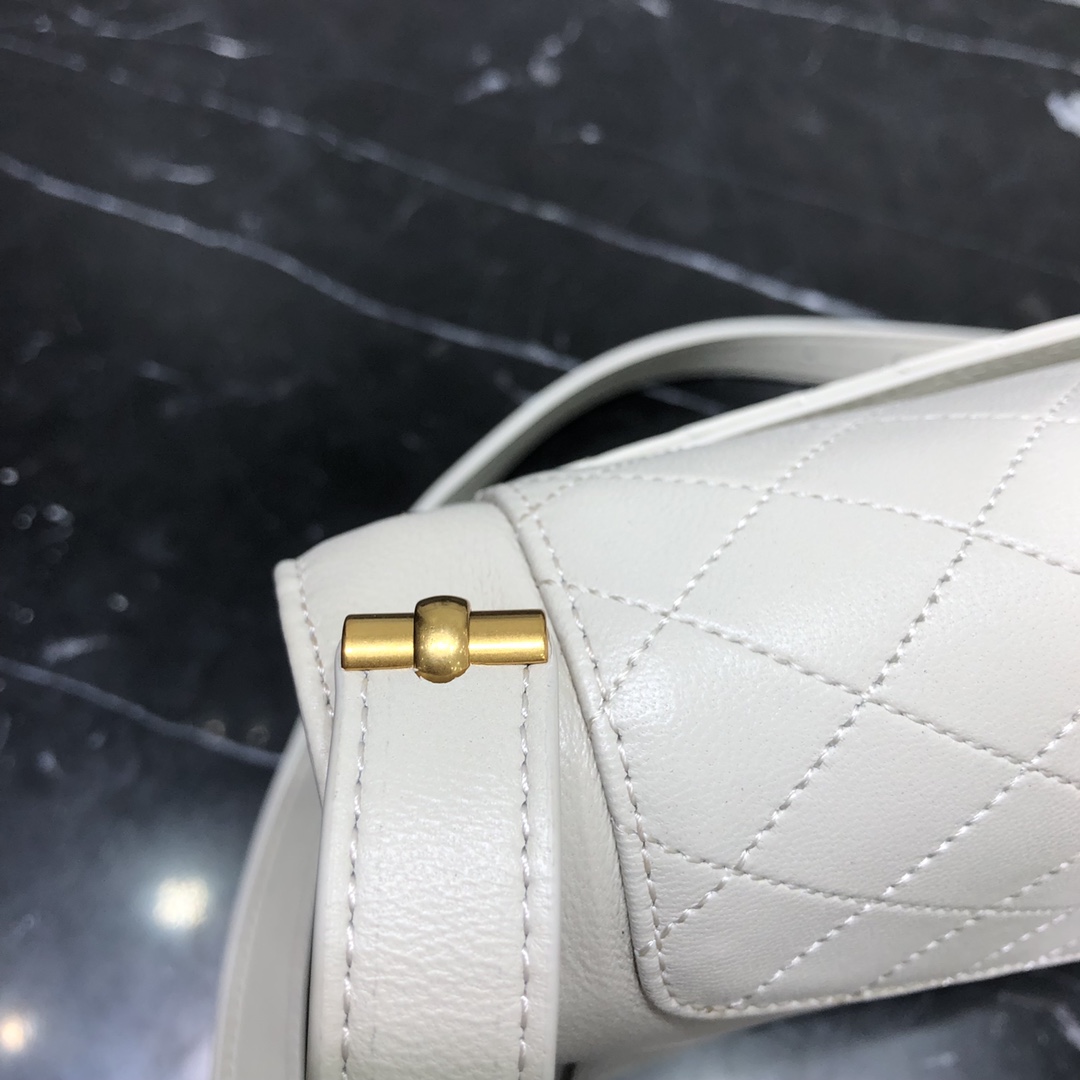 Saint Laurent Gaby Quilted Lambskin shoulder Bag Handbag White 668863  